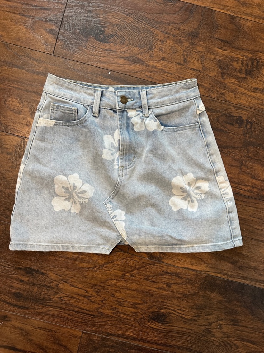 Rip Curl Hibiscus Heat Overdyed Denim Skirt